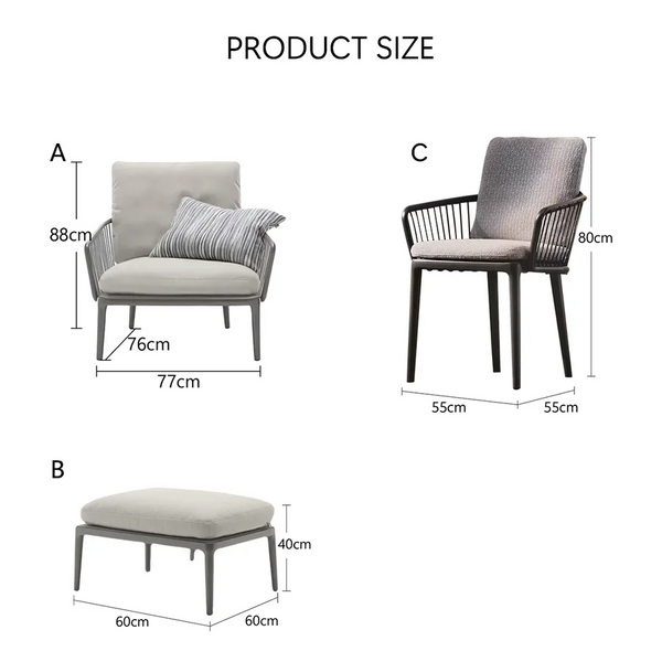 Orpheus Outdoor Rattan Lounge Chair Set – Modern Patio Chaise Lounge with Aluminium Frame, Waterproof Cushions, Garden Seating Set for Outdoor Living (Black/Grey) - My Store
