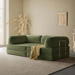 Van Buren Foldable Lazy Sofa Bed, Corduroy Convertible Floor Sofa Bed with High Density Sponge Filling, Compact Folding Sleeper Chair for Living Room, Guest Room & Small Spaces