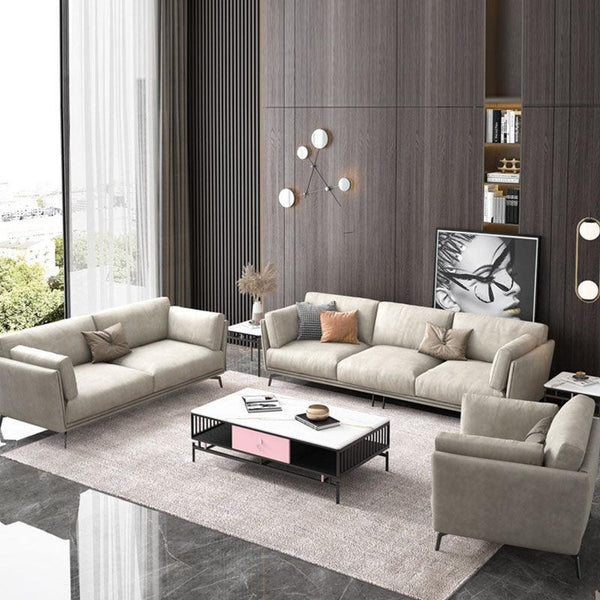 Reynold 2/3 Seater Modern Sofa – Leathaire Upholstered Contemporary Couch with High-Density Foam Cushioning, Wooden Frame Living Room Furniture (Two/Three Seater Option) - My Store