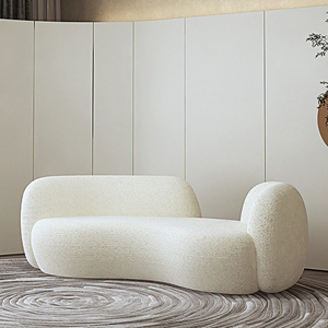 Elara Modern Curved 2 Seater Bouclé Sofa – Contemporary Upholstered Lounge Couch, Soft Plush Seating, Elegant Curved Design Sofa for Living Room & Office - My Store
