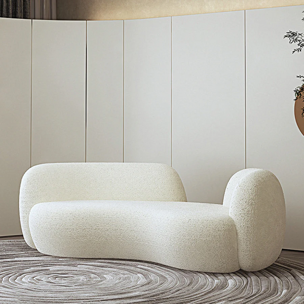 Elara Modern Curved 2 Seater Bouclé Sofa – Contemporary Upholstered Lounge Couch, Soft Plush Seating, Elegant Curved Design Sofa for Living Room & Office - My Store