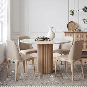 Sienna Round Dining Table – Premium Terrazzo Top with Solid Oak Wood Base | Modern Round Dining Table for 4–6 Seater Dining Room, Contemporary Statement Centrepiece Furniture