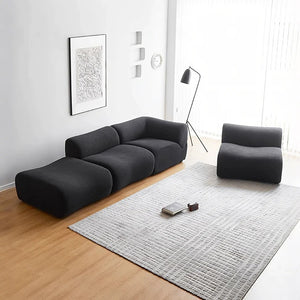 Matuszewski Modular Bouclé Sofa – 2  Seater Contemporary Modern Sofa Set, Premium Soft Boucle Upholstery Living Room Couch (White & Black) - My Store