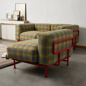 Velez 3 Seater Linen Sofa – Contemporary Modular Living Room Sofa with Stainless Steel Frame, Modern Upholstered Couch - My Store