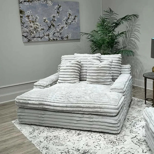 Echeverría Corduroy Bean Bag Sofa – Convertible Day Bed Chaise & Armchair, Modern Plush Lounge Seating for Living Room & Bedroom, Light Grey - My Store