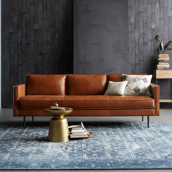 Barbican 4 Seater Real Leather Sofa – Large Modern Brown Leather Couch with High-Density Foam Cushions, Contemporary Family Living Room Sofa - My Store