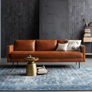 Barbican 3 Seater Real Leather Sofa – Modern Brown Leather Couch with High-Density Foam Cushions, Contemporary Living Room Sofa (Available in 2 & 3 Seater) - My Store