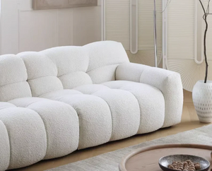 Cora Cloud Three Seater Boucle Sofa 282 cm – Modern Upholstered 3 Seater Couch with Soft Textured Fabric for Contemporary Living Rooms, White or Grey - My Store