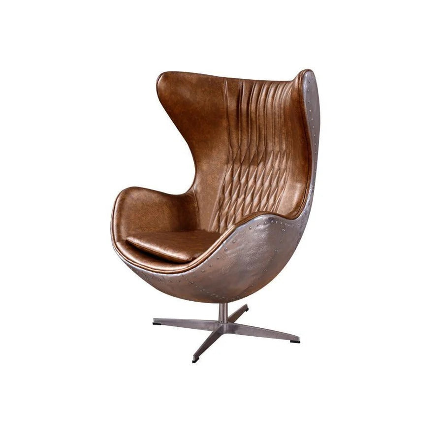 Aviator Office Chair – Aluminium Shell Egg Chair with PU Leather Upholstery, High-Density Foam Cushion, Modern Ergonomic Executive Lounge Chair for Home & Office Use - My Store