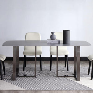 Camden Grey Dining Table – Modern Painted Steel Metal Dining Table for Kitchen, Dining Room & Contemporary Home Spaces