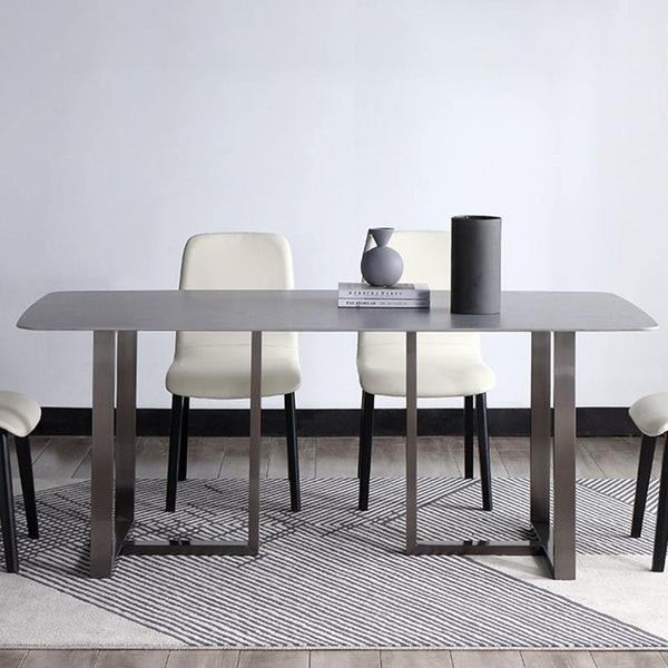 Camden Grey Dining Table – Modern Painted Steel Metal Dining Table for Kitchen, Dining Room & Contemporary Home Spaces