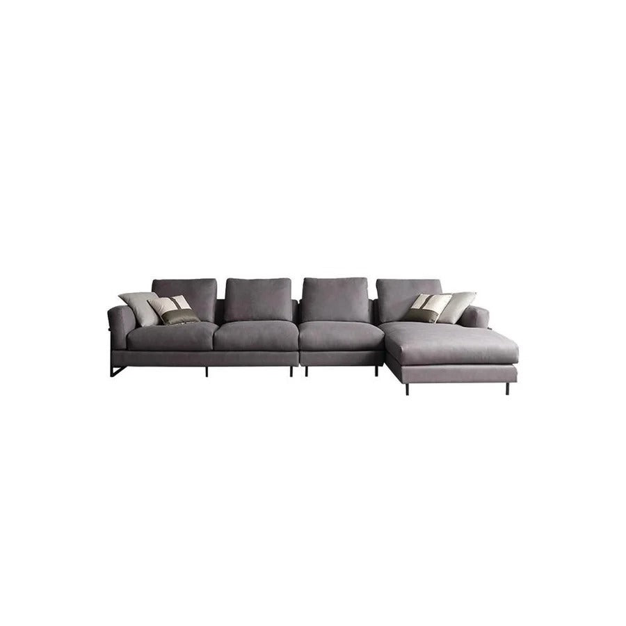 H92 Grey Four Seater Corner Sofa | Leathaire Modular L-Shape Sectional Sofa | Modern Contemporary Corner Couch | Multiple Colour Options | High Density Foam Living Room Sofa