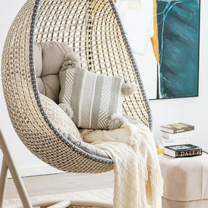Sutton Garden Rattan Hanging Egg Chair with Stand – Indoor & Outdoor Swing Chair with Cushions, Modern Garden Furniture for Patio, Balcony & Conservatory - My Store