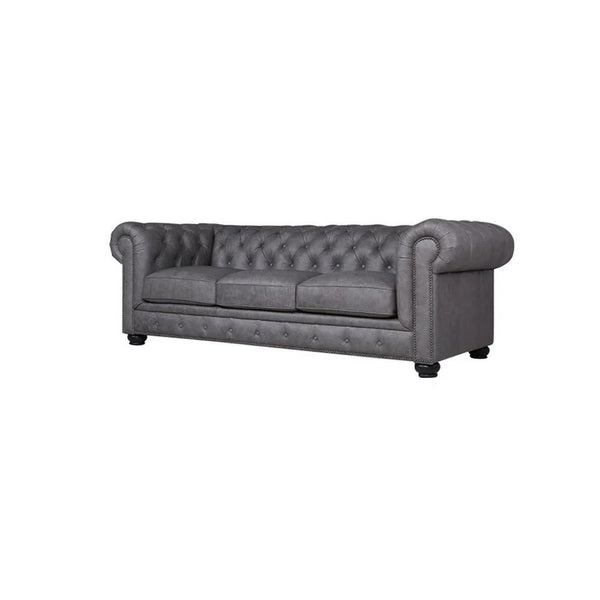 The Dorchester PU Leather Three Seater Sofa with Armchair – Contemporary Wooden Frame Living Room Set | Modern Comfortable 3-Seater Couch with Matching Armchair (Grey, Black, Brown)