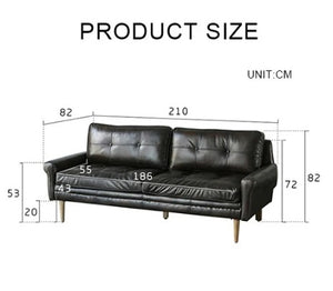 Hemenway 2 Seater Sofa – Full Grain Leather Upholstered Modern Loveseat with Wooden Frame, Contemporary Living Room Sofa, Brown or Black - My Store