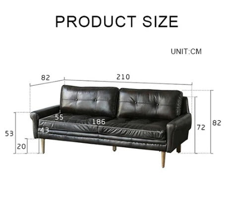 Hemenway 2 Seater Sofa – Full Grain Leather Upholstered Modern Loveseat with Wooden Frame, Contemporary Living Room Sofa, Brown or Black - My Store