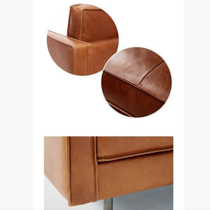 Barbican Real Leather Sofa Set – 2 Seater & 3 Seater Couch | Contemporary Cowhide Leather Living Room Sofa with High-Density Foam Cushions & Steel Frame - My Store