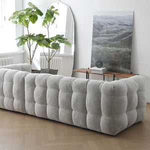 Zobah Grey Boucle Three Seater Sofa – Modern Contemporary Upholstered Couch with Soft Textured Fabric, Comfortable Seating & Sturdy Frame for Living Room - My Store