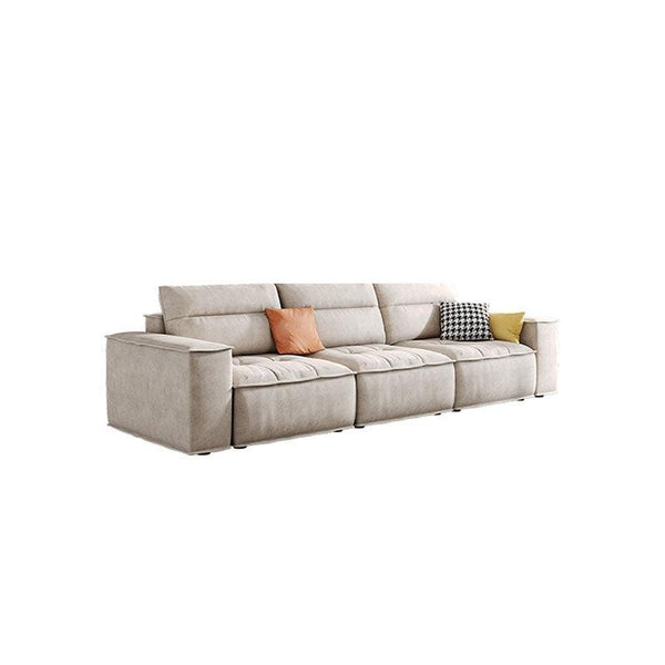 R97 Lou 4 Seater Sofa – Modern Large Leathaire Couch, Spacious Family Living Room Sofa, High-Density Foam Cushioned Four Seater, Contemporary Minimalist Design (Beige/Grey Options) - My Store