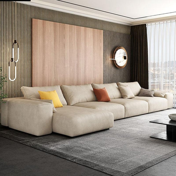 R87 Calvin Three Seater Sofa – Modern Leathaire Upholstered Couch with High-Density Sponge Cushions, Contemporary Living Room Sofa - My Store