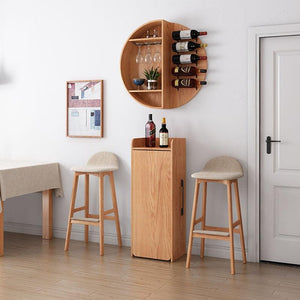 Liz Extendable Bar Table Set with Wine Cabinet – Oak Finish Modern Wooden Kitchen & Dining Furniture Set