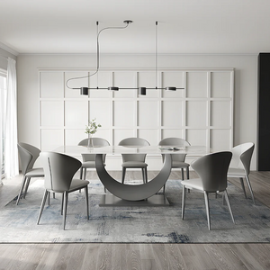 Vera Modern Dining Table & Chairs Set, Sintered Stone Top, Luxury Wooden Frame Dining Set with PU Leather Chairs, Grey & Walnut Finish