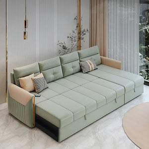 Malhotra L Shape Sofa Bed, Corner Sofa Bed with Pull-Out Sleeping Function, Leathaire Upholstered Modular Lounge Bed Sofa for Living Room – Available in Multiple Sizes & Colours