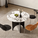 Oighrig Terrazzo Round Dining Table, Modern Small Round Dining Table, 4 Seater Terrazzo Dining Table for Contemporary Homes