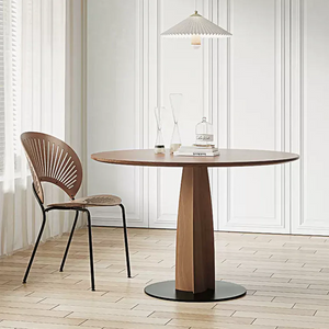 Seraphina Contemporary Round Solid Wood Dining Table – Modern Minimalist Kitchen & Dining Table with Sturdy Pedestal Base – Elegant Natural Finish
