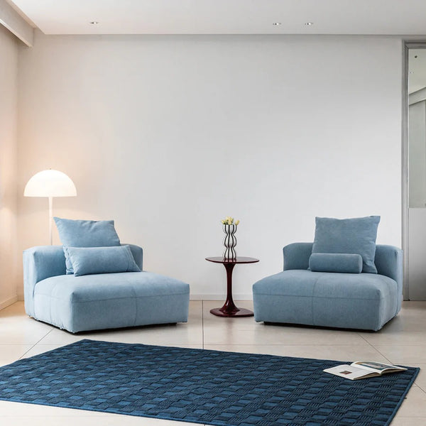 Gagnon Modular Sofa – Contemporary Leathaire Two Seater Sofa in Light Blue / Greyish Blue / White – Modern Comfortable Modular Couch for Living Room - My Store