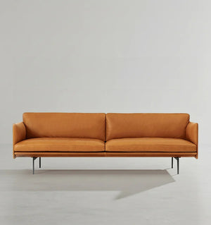 H81 Hamilton 3 Seater Italian Genuine Leather Sofa – Contemporary Living Room Sofa with Oil Wax Real Leather Upholstery and Painted Steel Legs - My Store