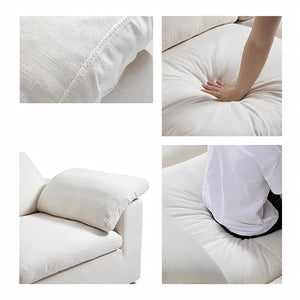 Farid 3 Seater Modular Sofa – Contemporary White Linen Living Room Couch with Modern Minimalist Design - My Store
