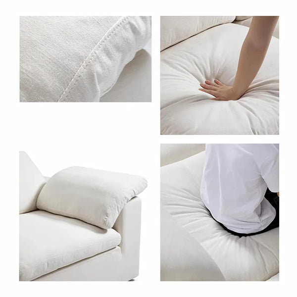 Farid 3 Seater Modular Sofa – Contemporary White Linen Living Room Couch with Modern Minimalist Design - My Store