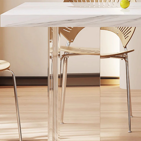 Madison White Sintered Stone Dining Table with Acrylic Base – Modern Luxury Dining Table Centrepiece