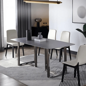 Camden Grey Dining Table – Modern Painted Steel Metal Dining Table for Kitchen, Dining Room & Contemporary Home Spaces