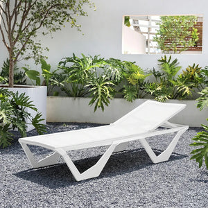 Marlin Sun Lounger Outdoor Daybed, Aluminium Garden Lounger with Mesh Fabric, Modern Patio Sunbed Chair, No Assembly, Poolside Reclining Lounger