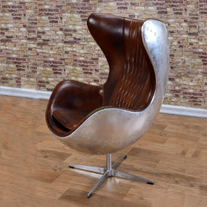 Aviator Office Chair – Aluminium Shell Egg Chair with PU Leather Upholstery, High-Density Foam Cushion, Modern Ergonomic Executive Lounge Chair for Home & Office Use - My Store