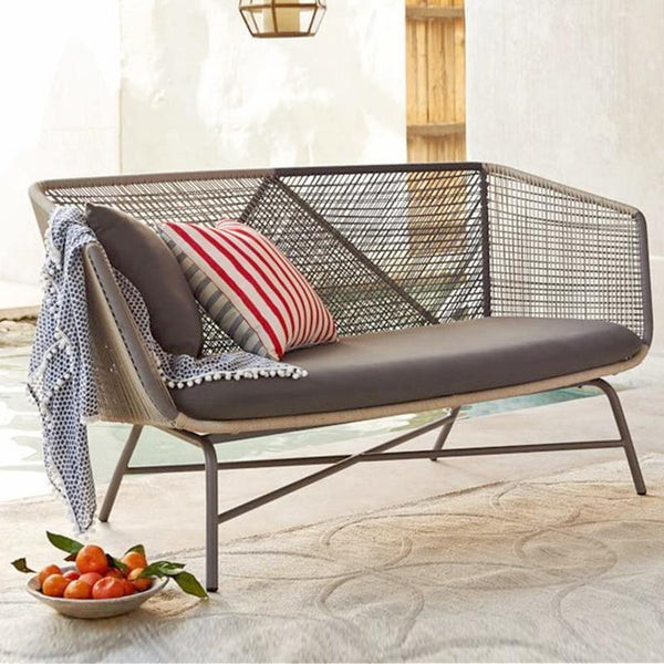 Carmean Rattan Outdoor Chair with Matching Footstool – Modern Garden Lounge Seating Set, Grey/Blue, Aluminium Frame Patio Furniture for Relaxed Outdoor Comfort - My Store