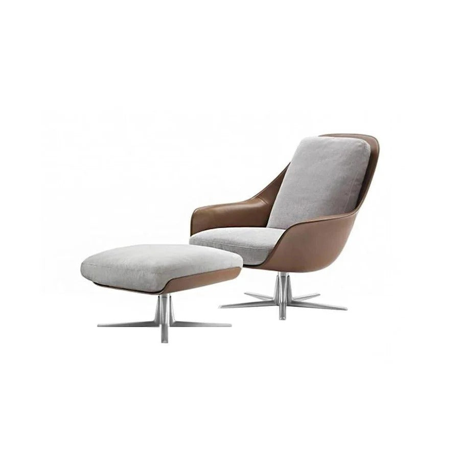 Herton Modern Swivel Lounge Chair with Ottoman Set – Velvet Upholstered Armchair with High-Density Foam Cushion & Painted Steel Base – Contemporary Living Room Accent Seating - My Store