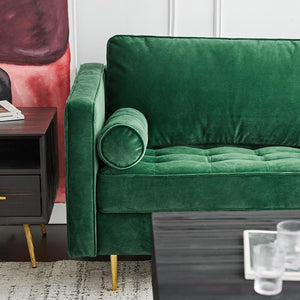 Hanoi Velvet Two Seater Sofa – Modern Contemporary 2-Seater Couch with Painted Steel Legs, Comfortable Upholstered Living Room Sofa (Grey, Blue, Green, Yellow) - My Store