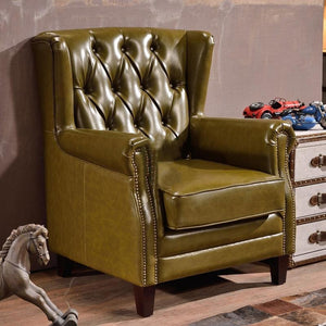 Mid-Century L9 Armchair – Loft Style Accent Lounge Chair with Solid Wood Frame, Premium Leather Upholstery, Modern Living Room Seating (Green, Brown, Blue, Red, Yellow) - My Store