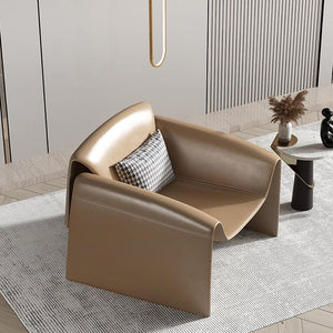 U Shape Microfiber Leather Armchair – Contemporary Modern Accent Chair with Soft Cushioned Seating, No Assembly Required, Available in Grey, Black, White, Brown & Blue - My Store