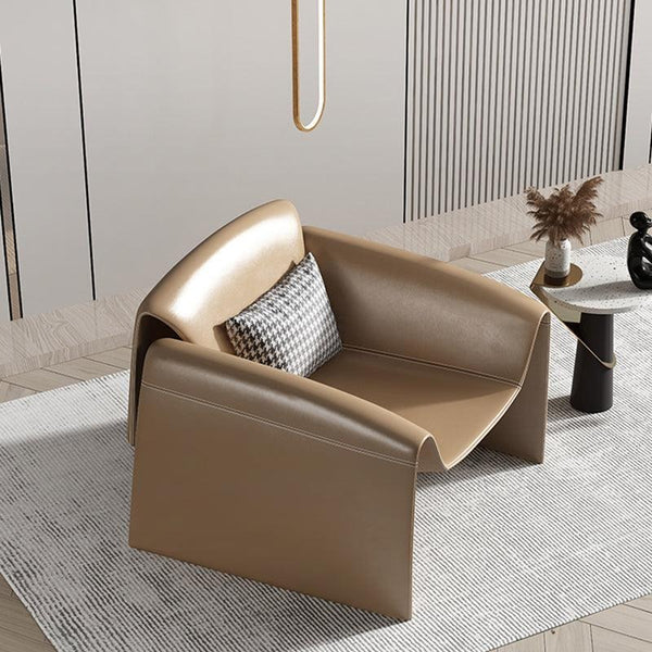 U Shape Microfiber Leather Armchair – Contemporary Modern Accent Chair with Soft Cushioned Seating, No Assembly Required, Available in Grey, Black, White, Brown & Blue - My Store