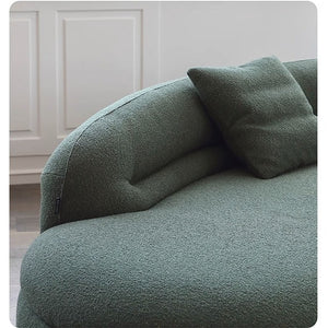 Yannik Four Seater Curved Sofa – Snowflake Velvet Upholstery, Modern Contemporary Lounge Sofa with High-Resilience Sponge Cushioning, Elegant Green Living Room Sofa