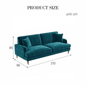 Ismail Velvet Two Seater Sofa Loveseat – Modern Compact Couch with Solid Wood Frame, Soft Upholstery Living Room Furniture (Claret, Teal, Black) - My Store