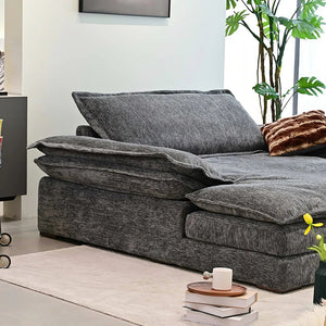 Dela Cruz Chenille Sofa Bed – Convertible Single or Two Seater Sofa Bed with High Density Sponge, Modern Grey Sofa & Bed for Living Room or Guest Room