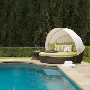 Shelly Outdoor Rattan Sectional Sofa Set with Daybed Sunbed, Patio Garden Lounge Seating, Aluminium Frame, Cushioned Modular Outdoor Furniture