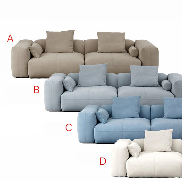 Gagnon Modular Sofa – Contemporary Leathaire Two Seater Sofa in Light Blue / Greyish Blue / White – Modern Comfortable Modular Couch for Living Room - My Store