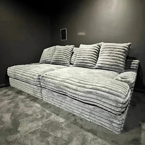 Echeverría Corduroy Bean Bag Sofa – Convertible Day Bed Chaise & Armchair, Modern Plush Lounge Seating for Living Room & Bedroom, Light Grey - My Store