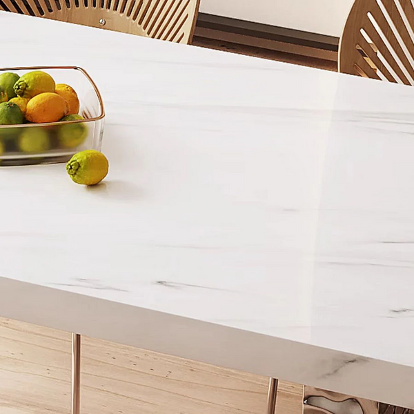 Madison White Sintered Stone Dining Table with Acrylic Base – Modern Luxury Dining Table Centrepiece